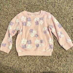 Pink Floral Toddler Girls Lightweight Sweater / Sweatshirt